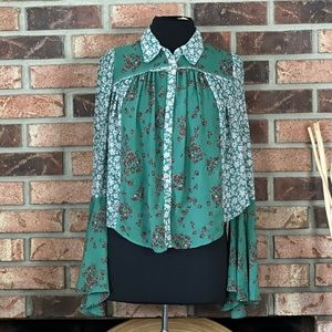 Free People Boho Cropped Blouse